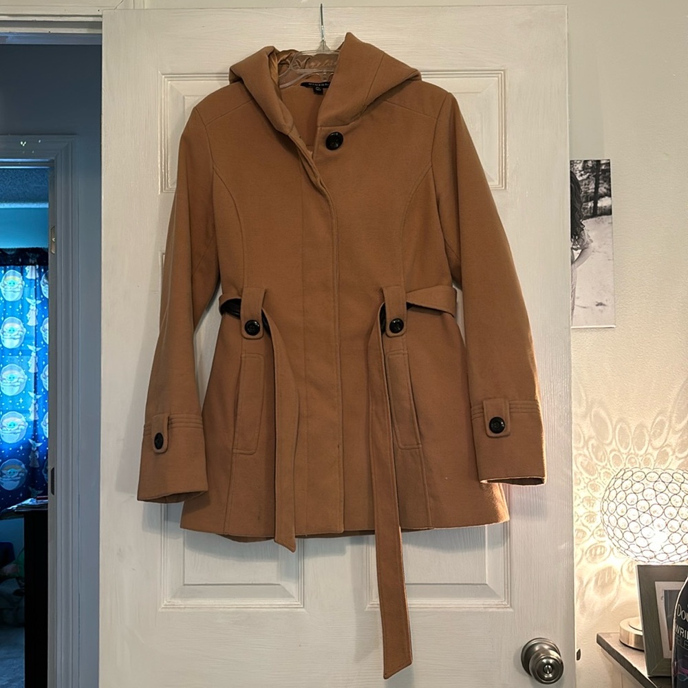 George Camel Coat with Hood Medium